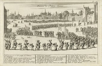 Procession of freed slaves. Procession of slaves and clergy, print maker: Jan Luyken, Jan Claesz