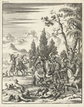 Battle between Richard the Lionheart and Saladin, Jan Luyken, Timotheus ten Hoorn, 1683