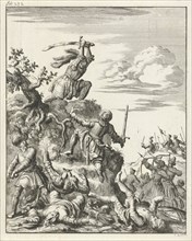 Louis VII, King of France, fighting alone against the enemy at Laodicea, Jan Luyken, Timotheus ten
