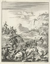 Army of the Emperor Conrad III betrayed and in the mountains raided by the Saracens, print maker:
