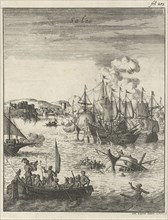 Sea battle off the coast of Salee, Morocco, Jan Luyken, 1684