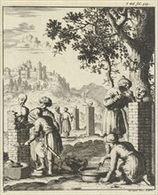 Thieves and swindlers punishment bricked, Jan Luyken, 1682