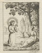 Christ and the soul personified by a fountain, Jan Luyken, Pieter Arentsz (II), 1678 - 1687