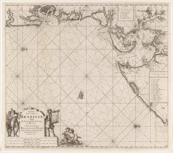 Sea chart of part of the coast of Brazil in the Most Holy Bay, Jan Luyken, Claes Jansz Voogt,