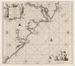 Sea chart of part of the coast of Brazil, Jan Luyken, Claes Jansz Voogt, Johannes van Keulen (I),