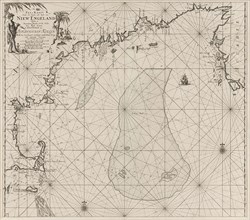 Sea chart of part of the east coast of the United States USA and Canada, print maker: Jan Luyken,