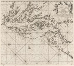 Sea chart of part of the coast of Virginia, Jan Luyken, Claes Jansz Voogt, Johannes van Keulen (I),