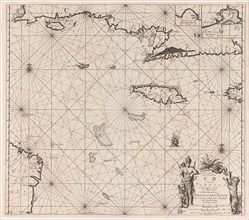 Sea chart of the south coast of Cuba and Jamaica, Jan Luyken, Claes Jansz Voogt, Johannes van