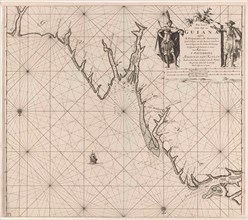 Sea chart of part of the coast of Suriname and Guyana, print maker: Jan Luyken, Claes Jansz Voogt,
