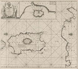 Sea chart of the island of Sardinia and part of the coast of North Africa, Anonymous, Johannes van