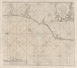 Sea chart of a portion of the south coast of Portugal, Jan Luyken, print maker: Anonymous, Johannes