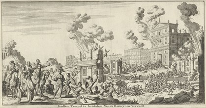 Romans destroyed the Jewish temple in Jerusalem, print maker: Jan Luyken, Willem Goeree, 1682