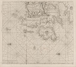 Sea chart of the coast of Ireland, Scotland, England and France, Jan Luyken, Anonymous, Johannes