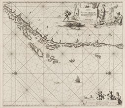 Sea chart of part of the Norwegian coast, Norway, print maker: Jan Luyken, Johannes van Keulen I,