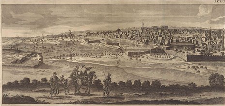 View of Jerusalem (left panel), Jan Luyken, Pieter Schenk (I), Cornelis de Bruyn, 1698