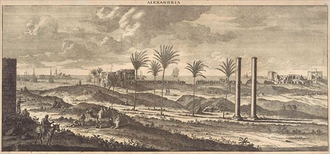 View of the port of Alexandria, Egypt, print maker: Jan Luyken, print maker: Pieter Schenk I,