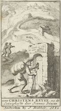 Pilgrim knocks on a door, Jan Luyken, Boekholt. Johannes, 1682