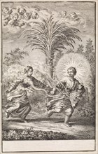 Christ pulls along the personified soul, Jan Luyken, 1714