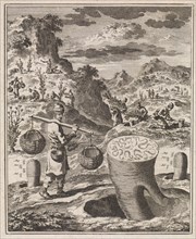 Treatment of a root in order to obtain asafoetida, Jan Luyken, H.W. Meyer, 1712