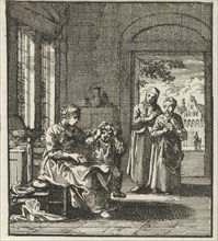 Mother combing the hair of her child, Jan Luyken, 1712
