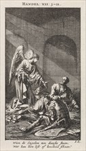 Liberation of Peter from prison, Jan Luyken, wed. Pieter Arentsz & Cornelis van der Sys (II), 1712
