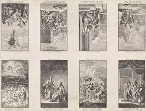 Eight New Testament scenes on a sheet, Jan Luyken, wed. Pieter Arentsz & Cornelis van der Sys (II),