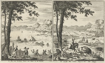 Lake Zirknitz in summer and winter, Jan Luyken, 1682, Lake Cerknica CerkniÅ¡ko jezero, Zirknitzer