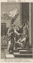 Peter and John heal a lame man, Jan Luyken, Anonymous, 1712