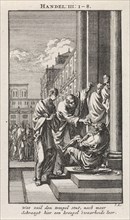 Peter and John heal a crippled person, Jan Luyken, wed. Pieter Arentsz & Cornelis van der Sys (II),
