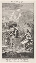 Christ and the Samaritan woman at the well, print maker: Jan Luyken, wed. Pieter Arentsz & Cornelis