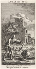Return of the prodigal son, Jan Luyken, print maker: Anonymous, 1712
