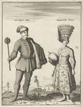 Hungarian man and Bulgarian woman in costume, Jan Luyken, 1682