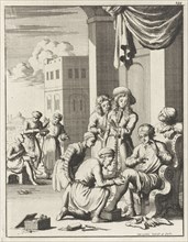 Surgery to remove worms from a leg at Bender Abassi, Jan Luyken, 1682