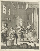 Manufacture of sorbet in a kitchen at Rosette, Jan Luyken, 1682