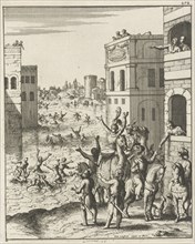 Rejoicing of the people in Cairo, Egypt, print maker: Jan Luyken, Jan Luyken, Jan Bouman, 1681