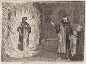 Johanna Catherine appears as a spirit in purgatory for her friend Magdalena S. Ã  Alexio, print