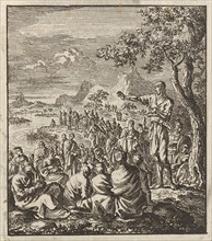 Preaching of John the Baptist on the banks of the Jordan, print maker: Jan Luyken, Jan Rieuwertsz.