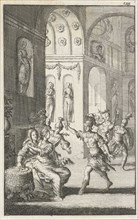 Armed men abduct a Roman bride, Jan Luyken, Jan Bouman, 1681