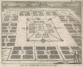 Tabernacle surrounded by camps of the twelve tribes of Israel, Jan Luyken, Pieter Mortier, 1705