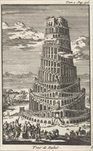 Tower of Babel, print maker: Jan Luyken, Pieter Mortier, 1705
