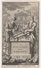 Moses and Aaron standing behind an altar, print maker: Jan Luyken, Pieter Mortier, 1705