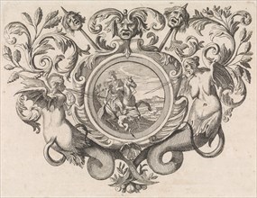 St George on horseback piercing a devil, print maker: Caspar Luyken, Jacob Lindenberg, 1705