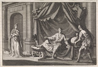 Herod on his couch, Jan Luyken, Pieter Mortier, 1704