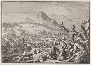 Amalekites robbery by David, Jan Luyken, Pieter Mortier, 1704