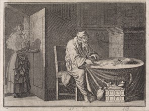 Joannes Coaxa counts his borrowed money, Caspar Luyken, Christoph Weigel, 1704