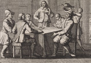 Anthimus, bishop of Nicomedia, receives five soldiers, Caspar Luyken, Christoph Weigel, 1704