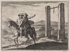 Man saved by his guardian angel of the gallows, Caspar Luyken, Christoph Weigel, 1704
