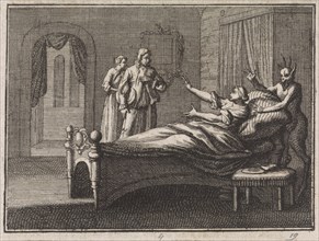Sick woman receives her lover, Caspar Luyken, Christoph Weigel, 1704