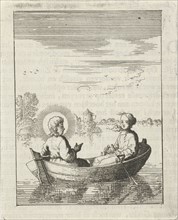 Christ with the soul personified in a rowboat, print maker: Jan Luyken, Pieter Arentsz II, 1678 -