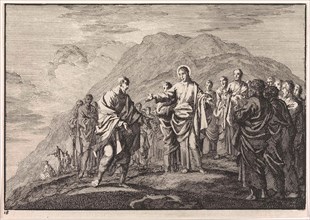 Christ talking to the Apostles, Jan Luyken, Pieter Mortier, 1703